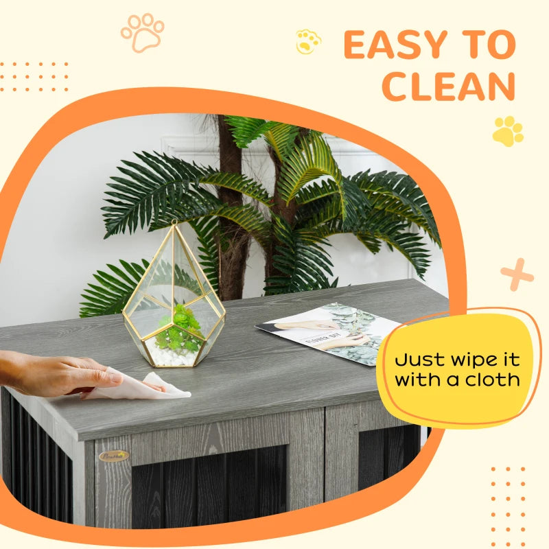 Dog Crate Table for Medium & Large Dogs - Indoor Use, Magnetic Door, 85x55x75 cm, Stylish Grey Design