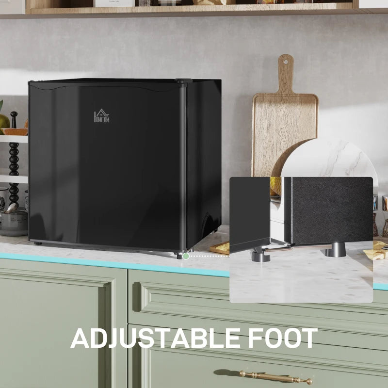 46L Mini Fridge with Ice Box - Compact Table Top Refrigerator, Reversible Door, Adjustable Temp, Perfect for Bedroom & Office - Black