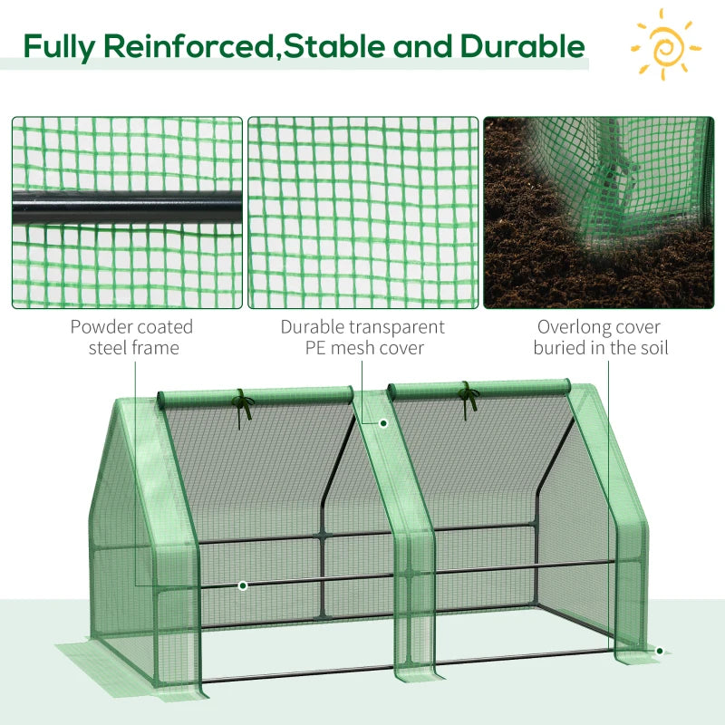 Compact Green Steel Frame Mini Greenhouse for Plants, 180 x 90 x 90 cm