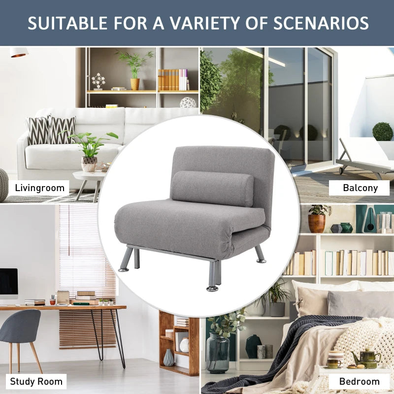 Adjustable Grey Futon Sofa Chair for Versatile Comfort and Style in Any Living Space