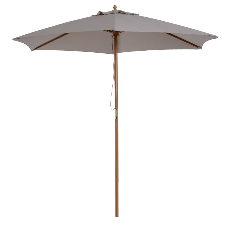 Grey 2.5m Wooden Garden Parasol Sun Shade