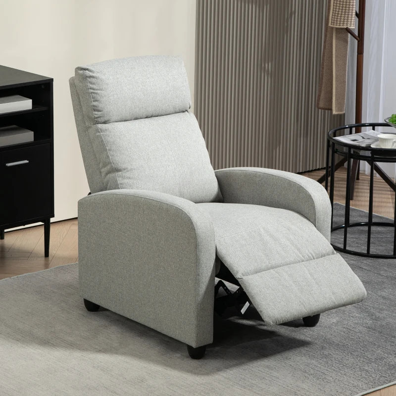Grey 135° Push Back Recliner Armchair with Footrest for Ultimate Comfort and Relaxation