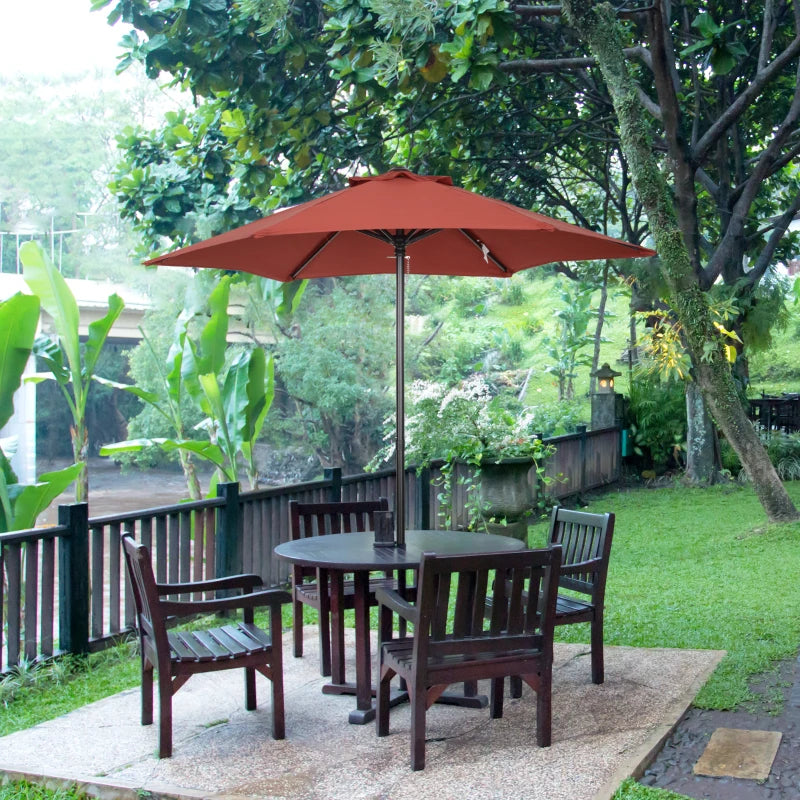 Wine Red 2m Outdoor Garden Parasol Umbrella with 6 Sturdy Ribs