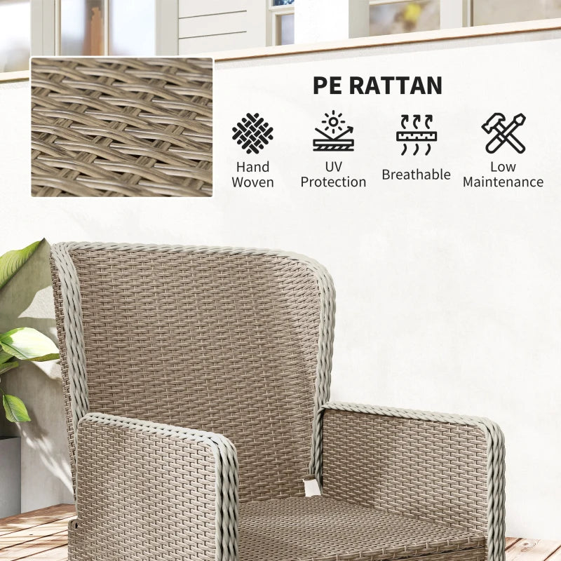 Five-Piece Light Grey Reclining Rattan Chair Set for Outdoor Relaxation