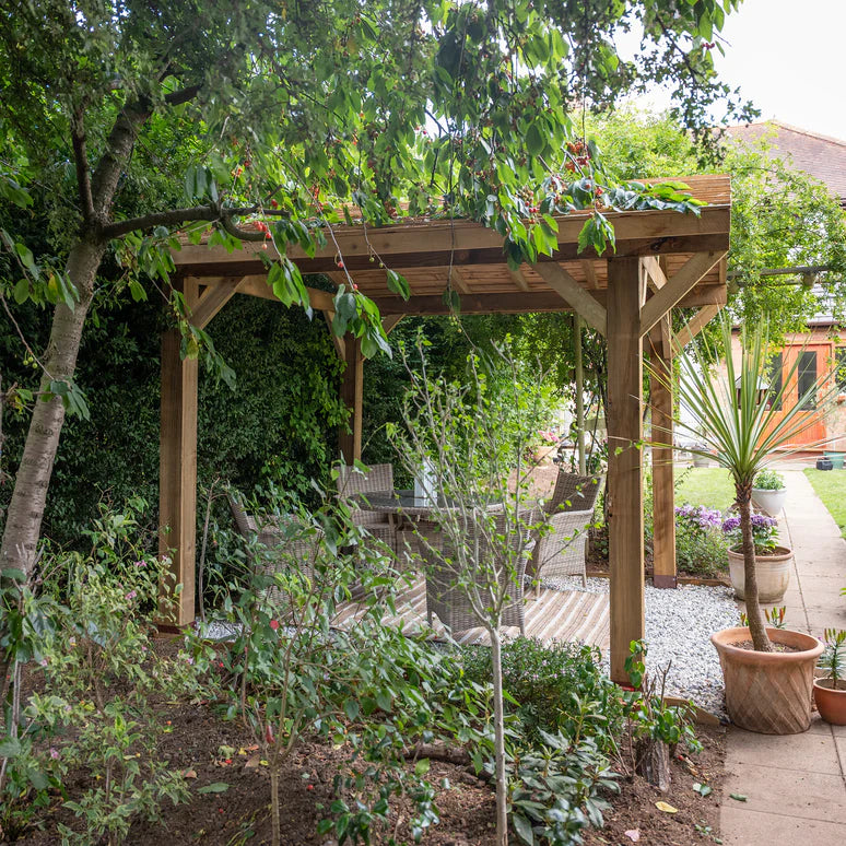 Ruby Wooden Apex Gazebo with Cedar Featheredge Roof – No Overhang Design