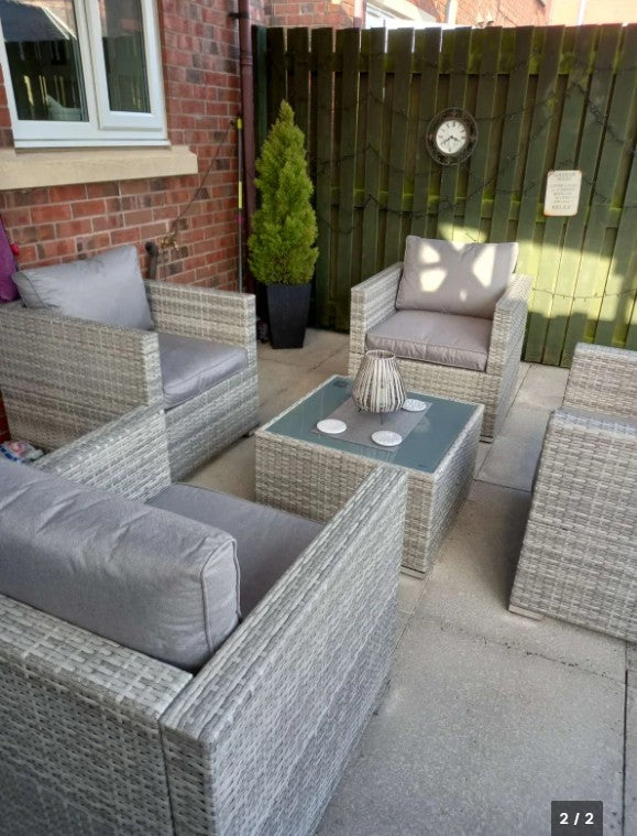 Light Grey Single Seater Rattan Chair with Padded Cushions