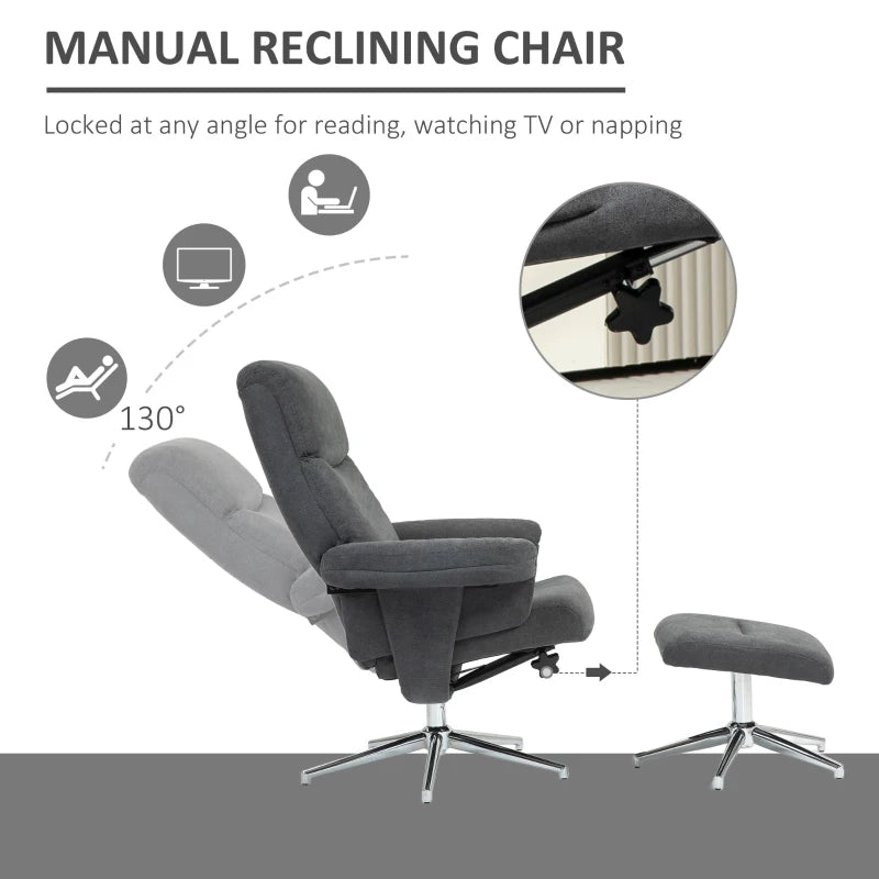 Velvet Recliner Chair with Ottoman in Dark Grey - Comfortable and Stylish Seating Solution