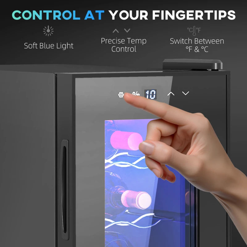 Compact 6-Bottle 8-18 Countertop Wine Fridge - Sleek Black Design for Home & Office Wine Storage