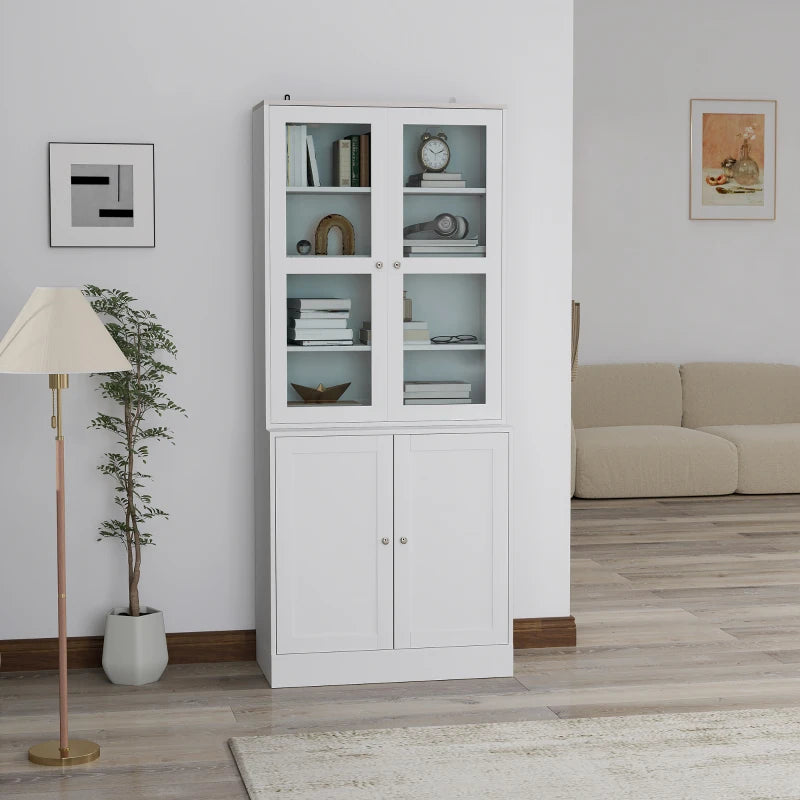 Double Storage Display Cabinet - Elegant White Finish, Stylish Home Organizer, Perfect for Living Room or Office Storage Solutions