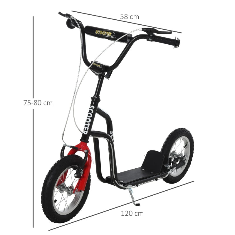 Adjustable Teen Kick Scooter with Inflatable Wheels, Dual Brakes, and Black Finish - Perfect for Fun and Safety!