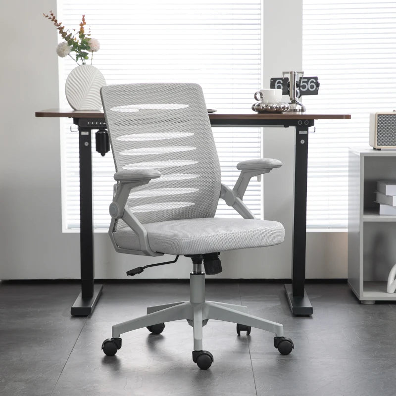 Vinsetto Adjustable Height Work Chair 44-53.5cm, Ergonomic Mesh Back Office Chair, Grey - Perfect for Home & Office