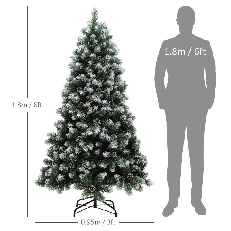 6ft Snow-Dipped Artificial Pine Christmas Tree - Realistic Holiday Decor for Festive Home Decoration