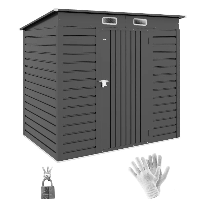 Durable 4x6ft Galvanized Metal Garden Shed with Lock