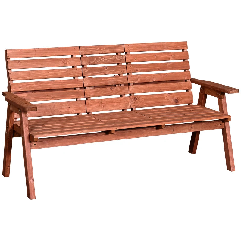 Convertible 2-3 Seater Fir Wood Outdoor Bench - Natural Wood Tone