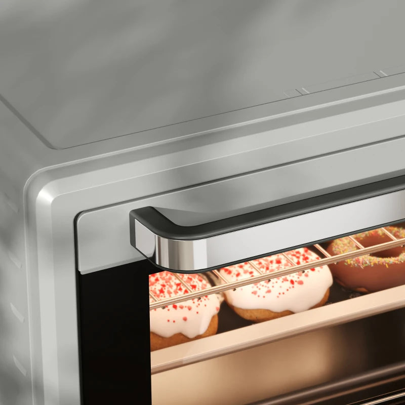 21L Mini Countertop Oven - Adjustable Temperature 100°C-230°C, Sleek Silver Design, Perfect for Baking & Cooking