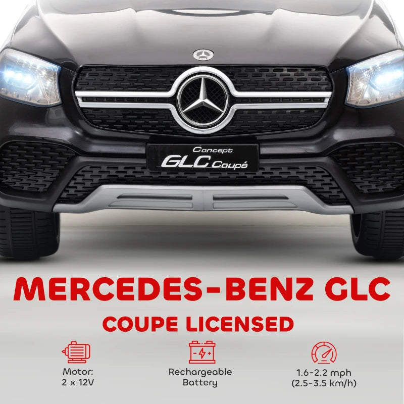 Licensed Mercedes-Benz GLC Kids Ride On Car Remote Control Soft Start MP3 LED Headlights Black