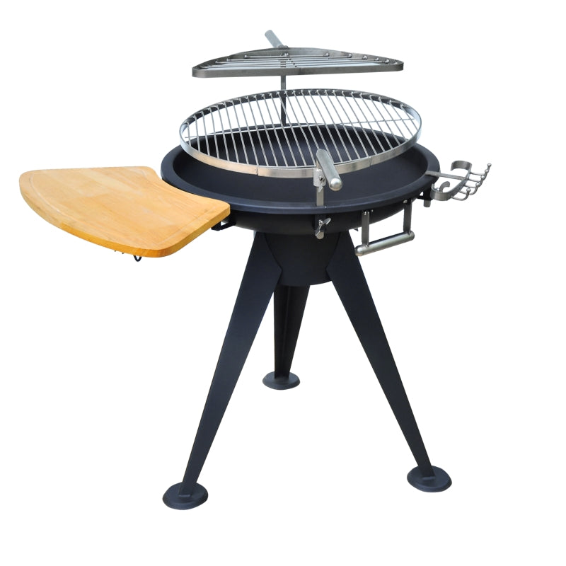 Black Round BBQ Grill with Cutting Board