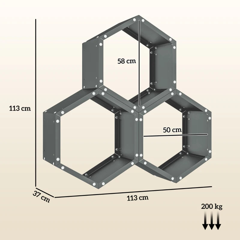 Grey Hexagon Metal Log Store