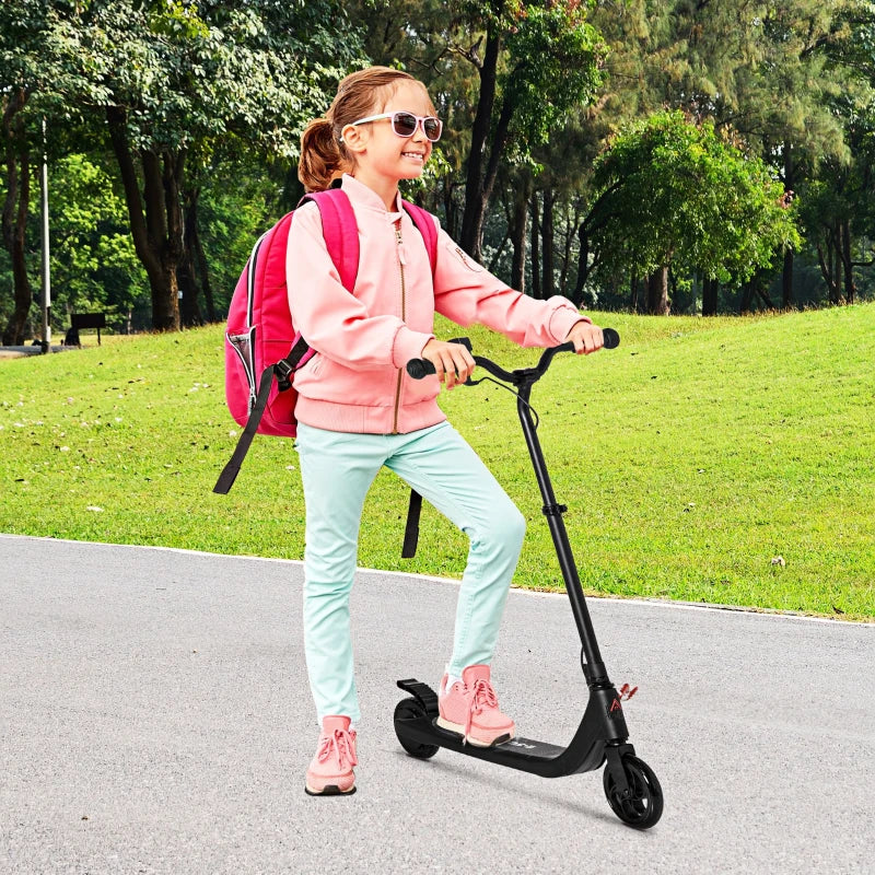 Electric Scooter for Kids, 120W Motor, Adjustable Height, Rear Brake, Safe E-Scooter for Ages 6+, Black