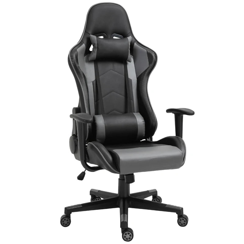 Vinsetto Racing Gaming Chair - Adjustable Height, Ergonomic Computer Desk Chair with Head Pillow & Lumbar Support - Black