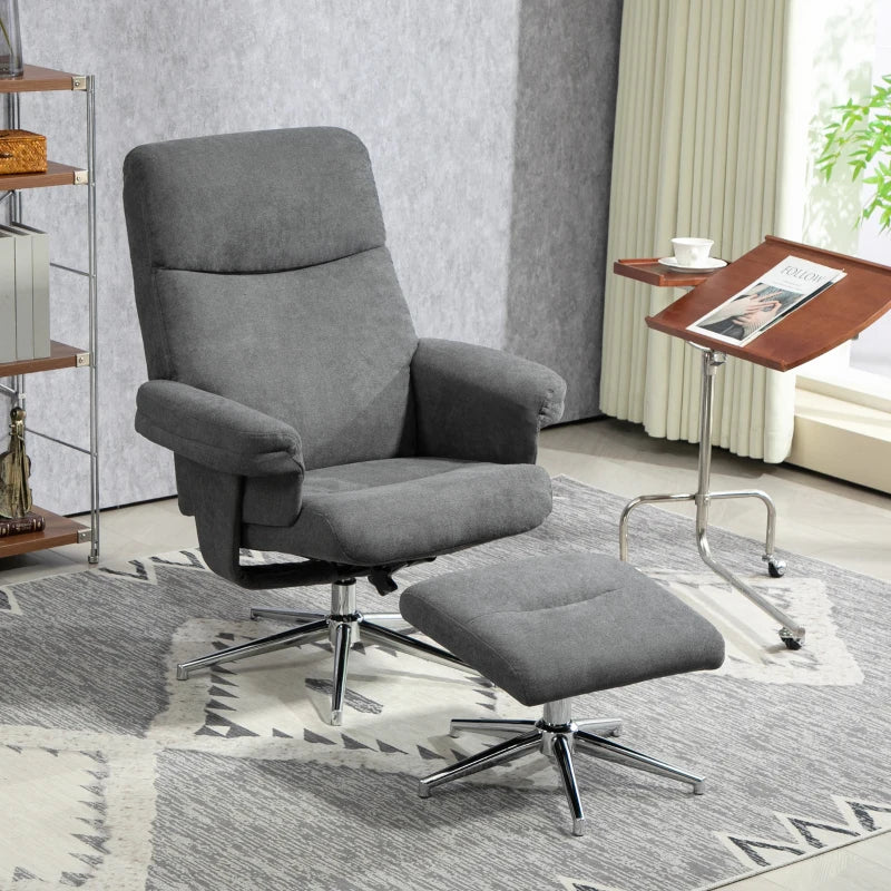Velvet Recliner Chair with Ottoman in Dark Grey - Comfortable and Stylish Seating Solution