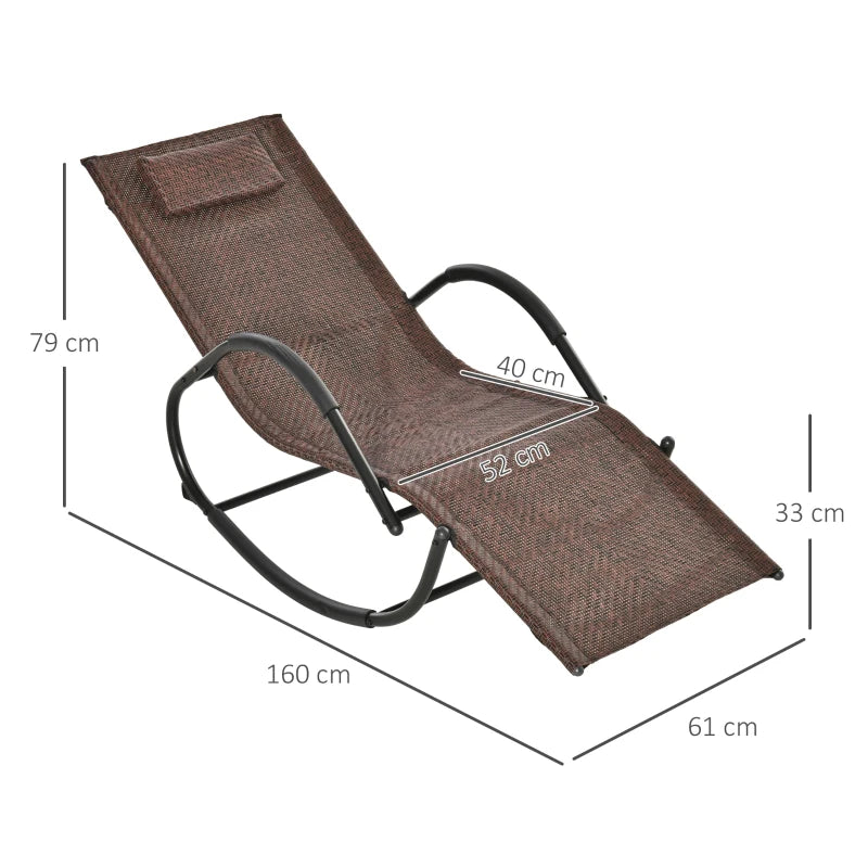Brown Rocking Patio Chair with Removable Pillow