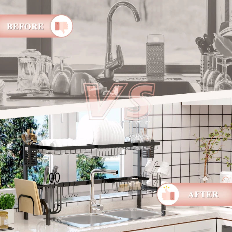 100cm Modular Over-Sink Drying Rack - Space-Saving Kitchen Organizer for Efficient Dish Drying and Storage