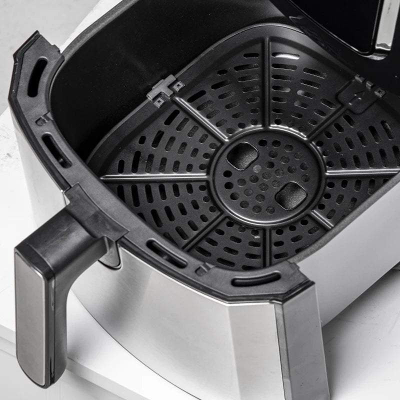 6.5L Air Fryer with Single Basket, Adjustable 80-200°C, Sleek Black and Grey Design - Healthy Cooking Made Easy
