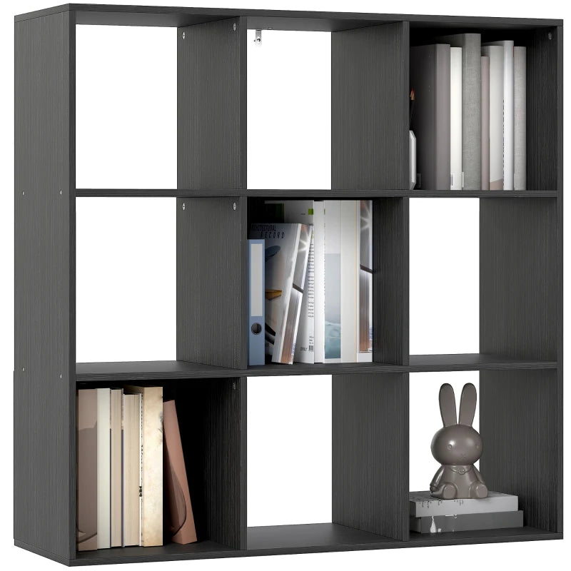 Stylish Nine-Cube Storage Shelf in Black - Versatile Organizer for Home, Office, and Kids' Rooms - Perfect for Storage Solutions