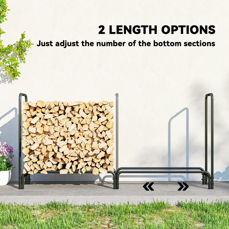 Heavy Duty Firewood Rack with Waterproof Cover - Indoor/Outdoor Log Storage Holder, 200x36x99 cm, Dark Green