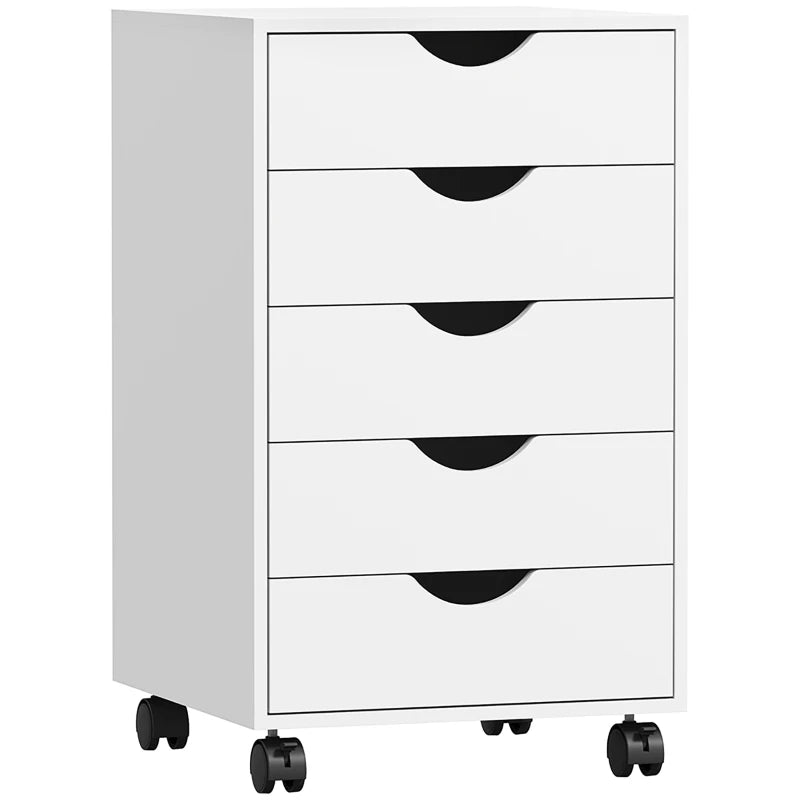 Modern White Five-Drawer Filing Cabinet for Home Office Storage - Stylish and Functional Organization Solution