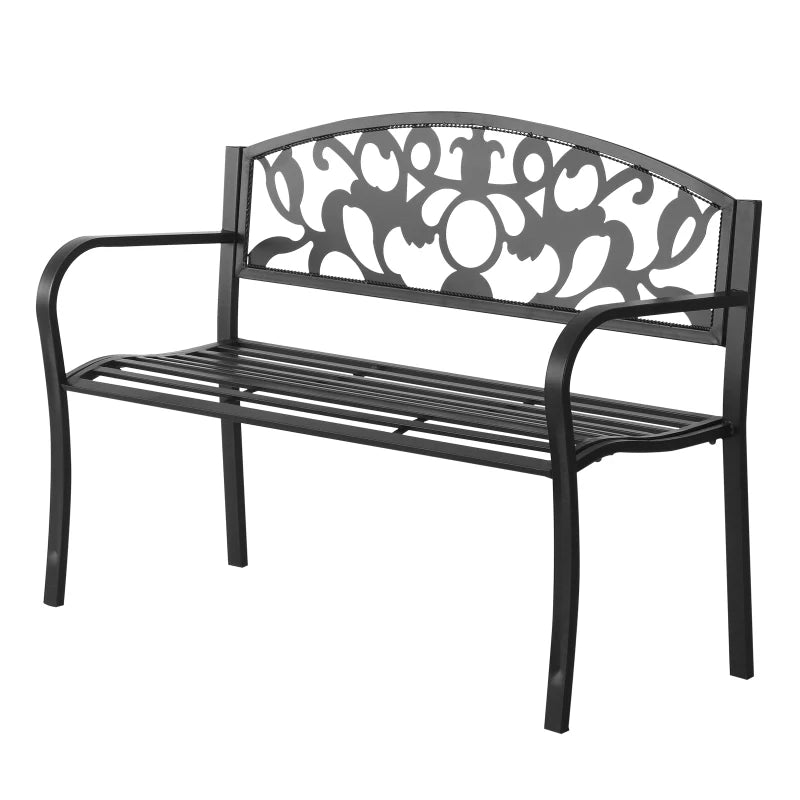 Black Metal Frame Bench, 128x50x91 cm, 12kg