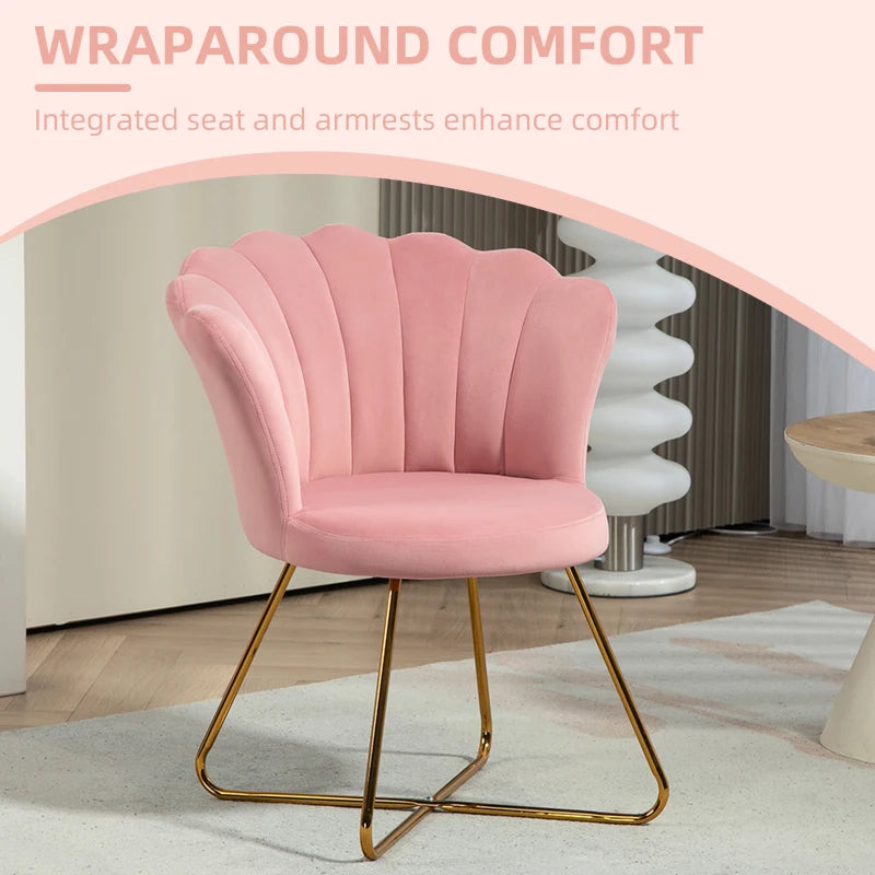 Velvet-Feel Lotus Petal Accent Chair in Pink - Stylish and Comfortable Seating for Your Home