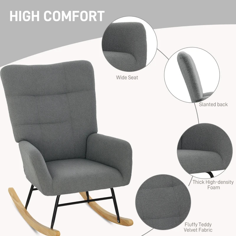 Grey Teddy Fleece Rocking Chair for Ultimate Comfort and Style in Your Living Room