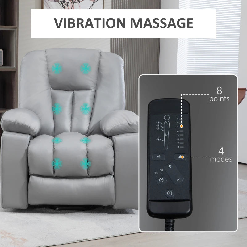 Charcoal Grey Reclining Armchair with Eight Massage Points for Ultimate Comfort