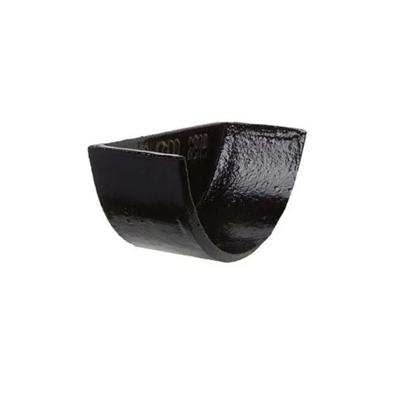 Hargreaves Cast Iron 150mm Internal Plain Half Round Stopend  - Painted Black
