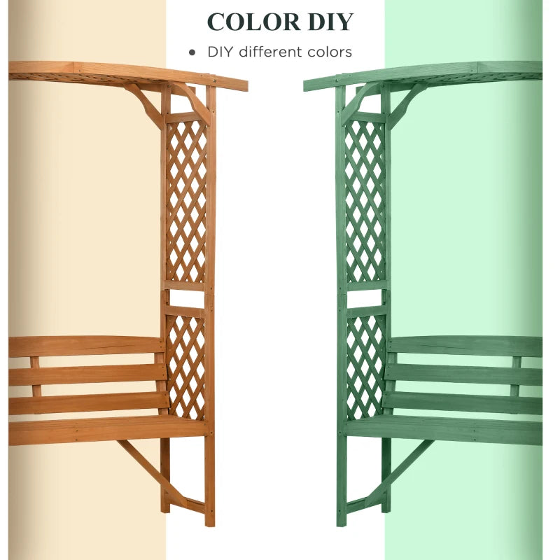 Natural Wooden Garden Arbour Bench for Vines, Outdoor Patio Seating