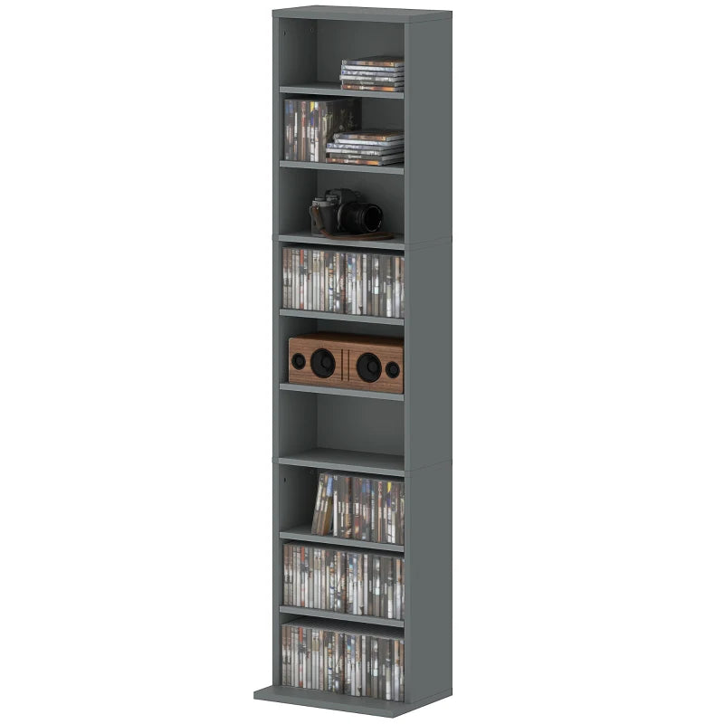 260 Narrow CD Storage Unit - Stylish Grey Organizer for CDs, DVDs & Media - Space-Saving Design for Home & Office