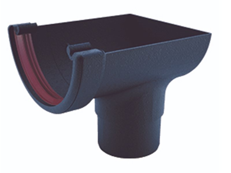 Freefoam Freeflow 112mm Half Round Gutter Stop End Outlet - Cast Iron Black