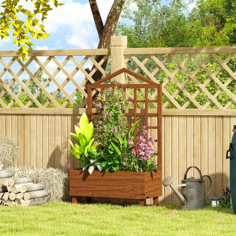 Wooden Garden Planters with Trellis for Climbing Vines