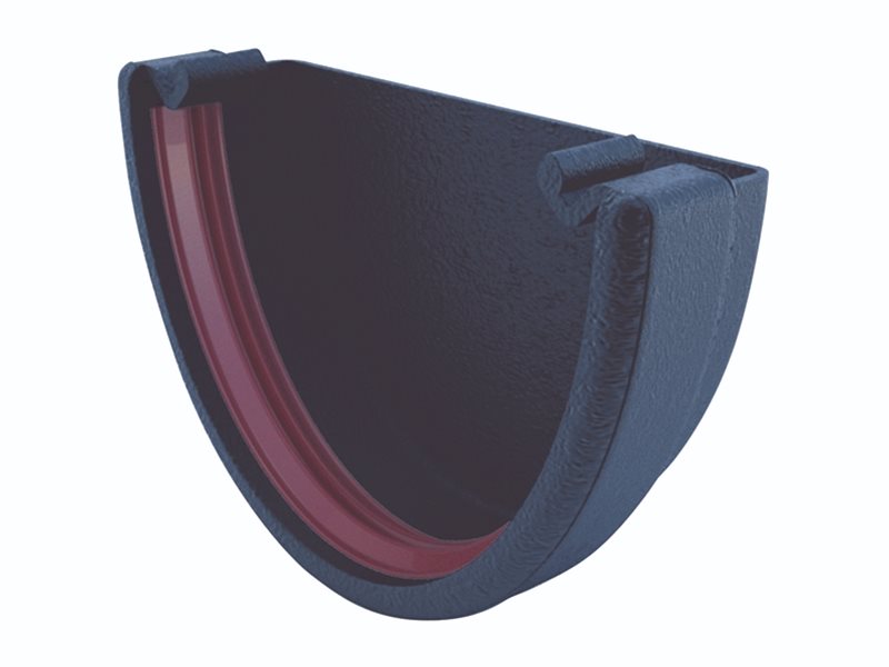 Freefoam Freeflow 116mm Deepflow Gutter External Stop End - Cast Iron Black