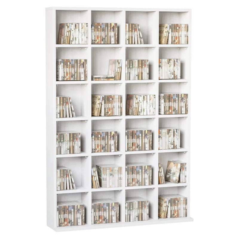 Adjustable CD Storage Unit with Shelves - 89 x 130.5 cm - Modern White Design for Organizing Music Collections
