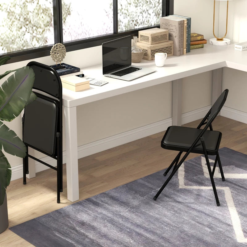 Set of 2 Black Cushioned Folding Chairs - Comfortable, Portable Seating for Indoor and Outdoor Use