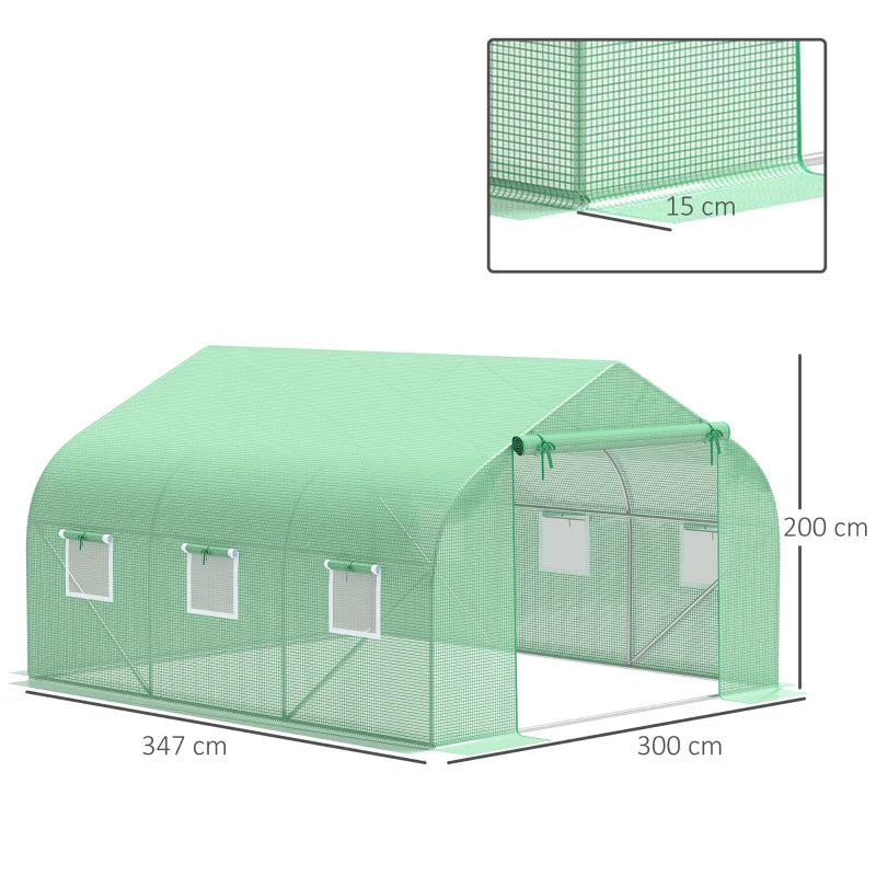 Greenhouse PE Cover Replacement 4.5x3x2m Green