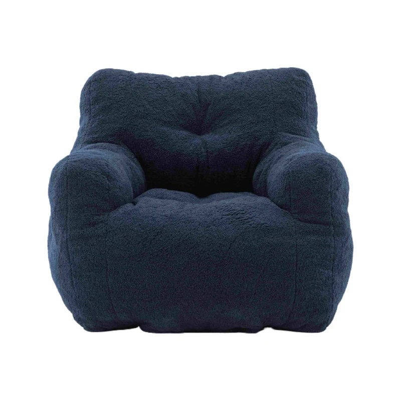 Soft Tufted Foam Snuggle Chair in Blue with Teddy Fabric – No Assembly Needed, 100x94x70 cm