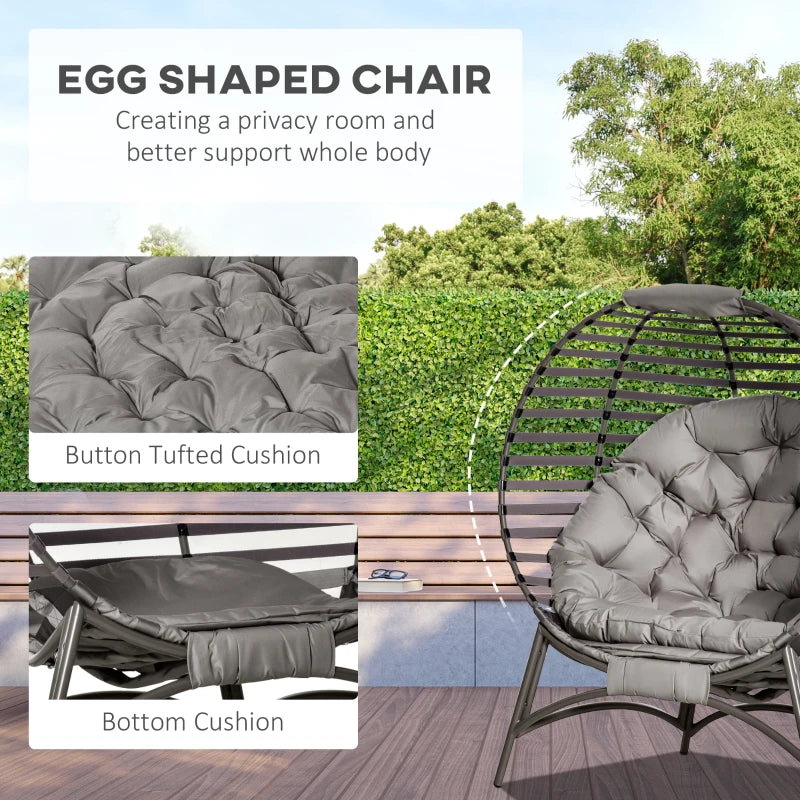 Brown Egg Basket Chair with Cushion and Side Pocket