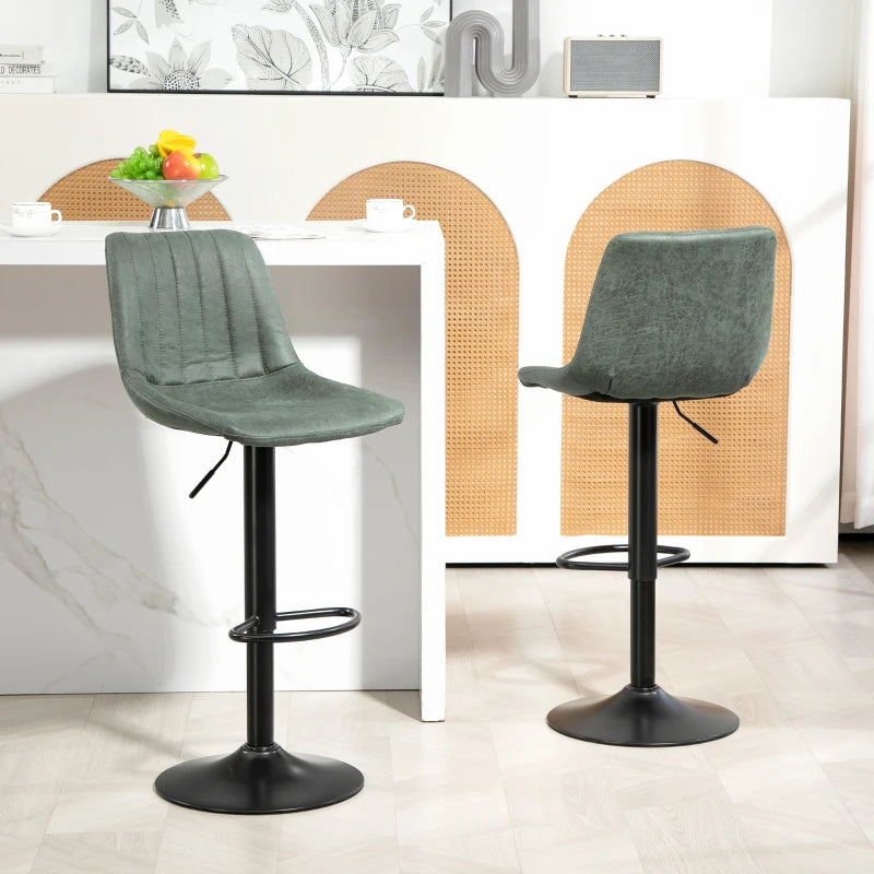 Set of Two Vintage Green Tub Bar Stools for Kitchen or Dining Room