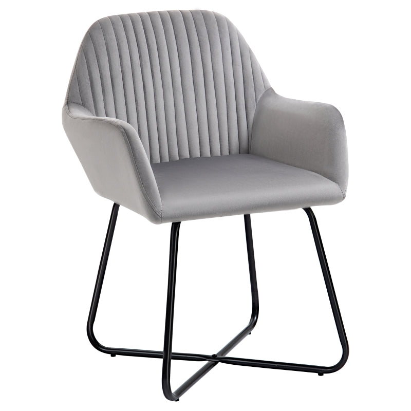 Modern Upholstered Accent Chair with Metal Base for Living Room in Grey - Stylish Armchair for Home Decor