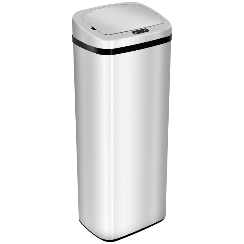 50L Infrared Touchless Automatic Motion Sensor Trash Can - Stainless Steel Dustbin for Home & Office Use