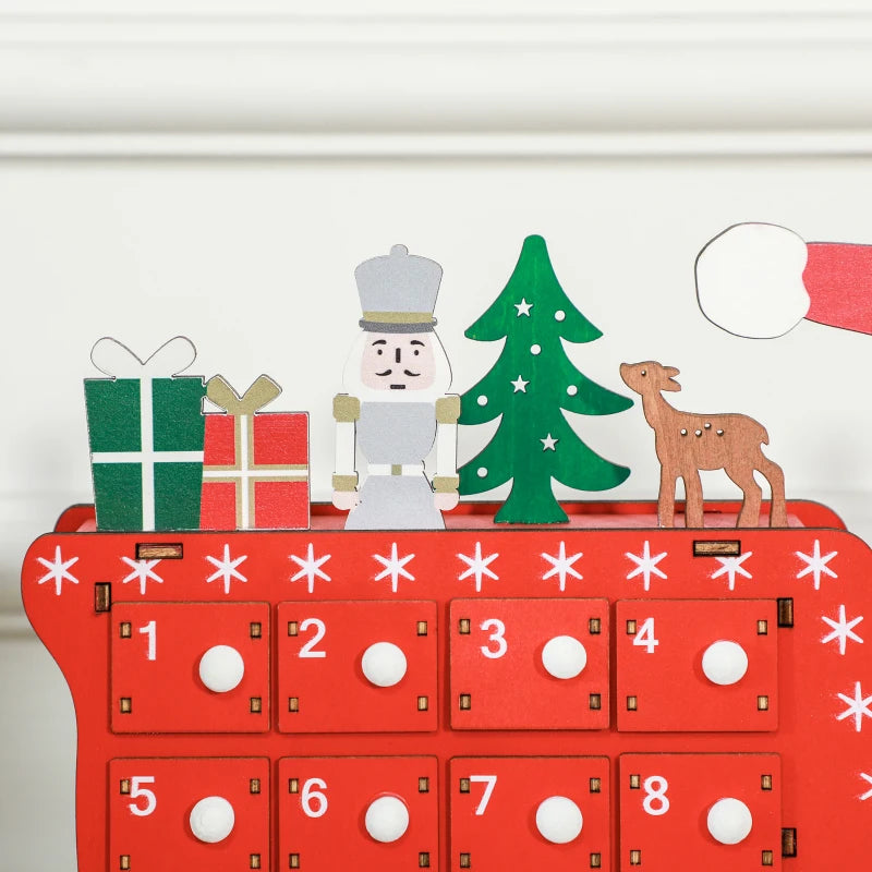 24-Drawer Reusable Santa Sleigh Advent Calendar - Festive Christmas Countdown for Kids & Family Holiday Decor